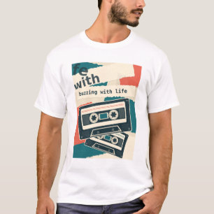 T-shirt Graphisme de cassette rétro bourdonnant de vie