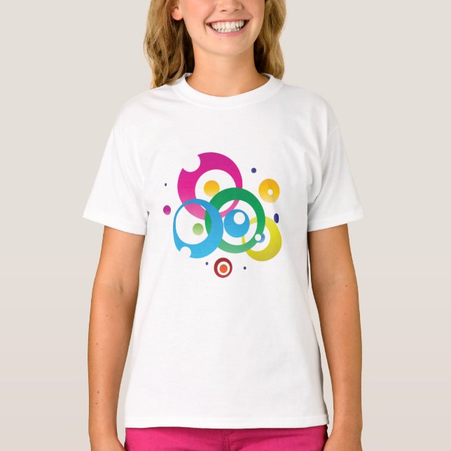T-shirt Graphisme de cercles abstraits colorés (Devant)