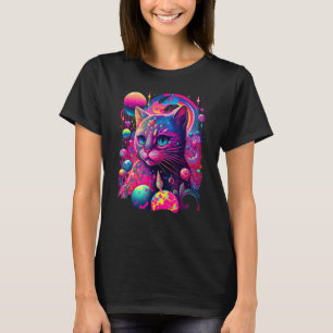 T-shirt Graphisme de chat arc-en-ciel coloré