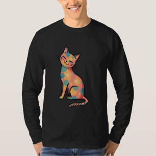 T-shirt Graphisme de chat coloré inspiré rétro pour chat d