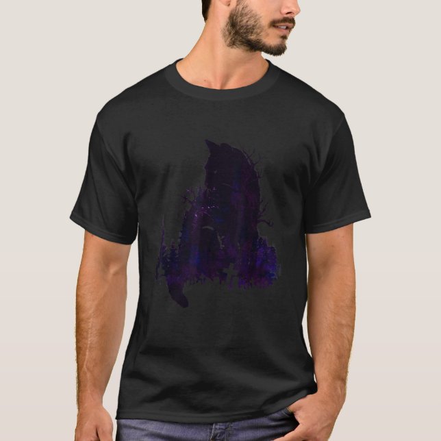 T-shirt Graphisme de chat noir effrayant et sombre  Chat n (Devant)