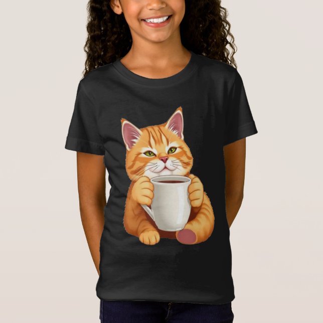 T-Shirt Graphisme de chat roux mignon pour enfants (Devant)