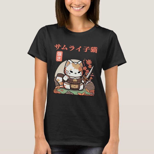 T-shirt Graphisme de chats Samurai amusant pour Little Adv (Devant)