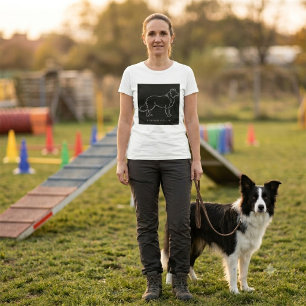 T-shirt Graphisme de chien en ligne minimaliste Border Col
