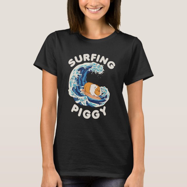 T-shirt Graphisme de cochon surfant Propriétaire de cochon (Devant)