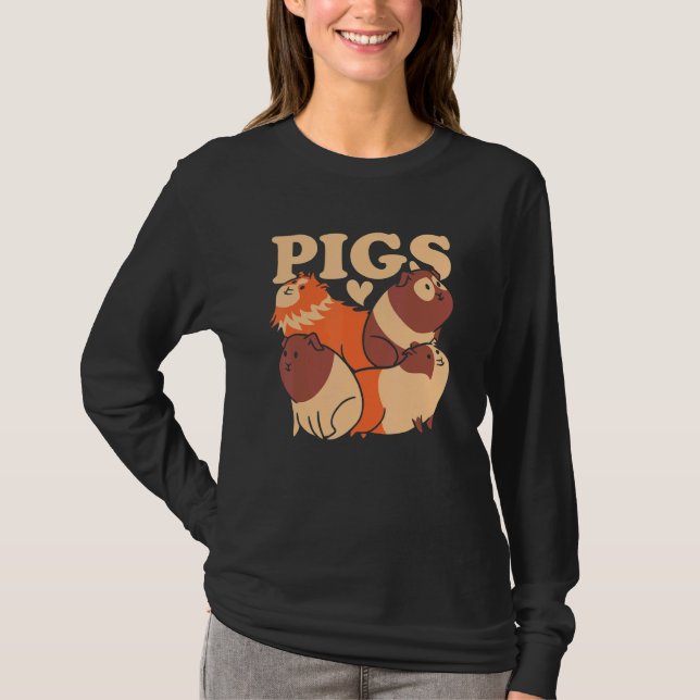 T-shirt Graphisme de cochons empilés Propriétaire de cocho (Devant)