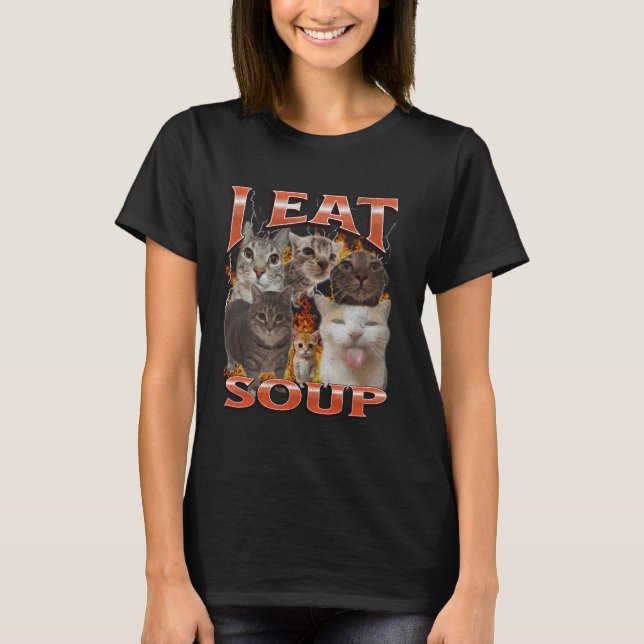 T-shirt Graphisme de contrefaçon de chat drôle de soupe (Devant)