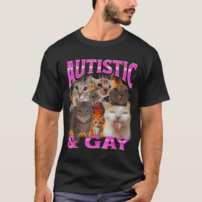 T-shirt Graphisme de contrefaçon de mème de chat drôle aut (Devant)