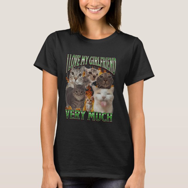 T-shirt Graphisme de contrefaçon de mème de chat drôle de  (Devant)