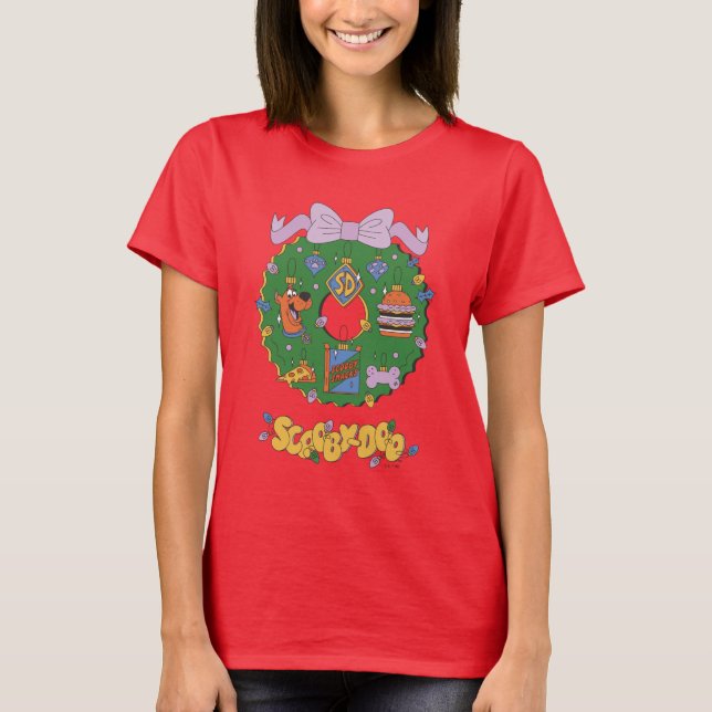 T-shirt Graphisme de couronne de Noël pour snack de Scooby (Devant)