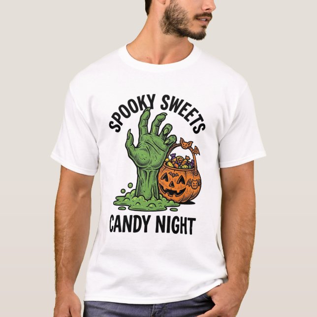 T-shirt Graphisme de friandise effrayante de monstre de bo (Devant)