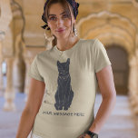 T-shirt Graphisme de la déesse de chats égyptienne Bastet<br><div class="desc">Ce tee graphique présente ma simple illustration de l'ancienne déesse chatte égyptienne Bastet en bleu marine. Vous pouvez utiliser votre propre slogan ou autre texte pour ce tee-shirt graphique.</div>