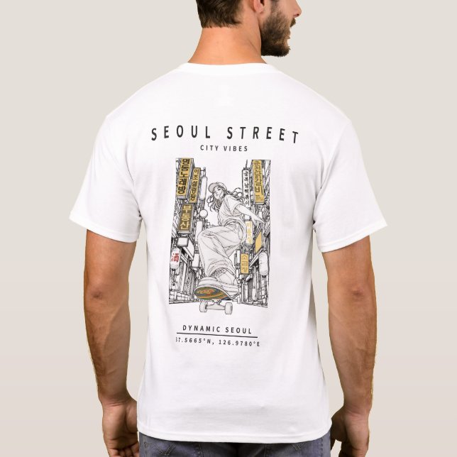 T-shirt Graphisme de la rue coréenne  (Dos)