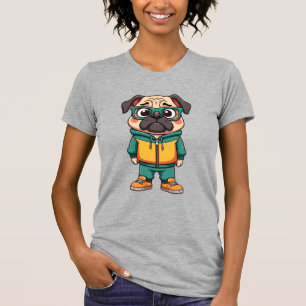 T-shirt Graphisme de mode urbaine de chien de pug hipster