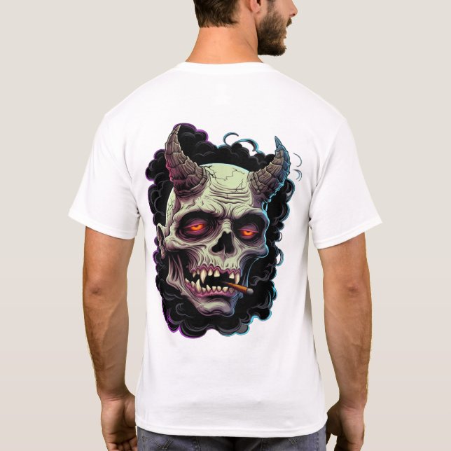 T-shirt Graphisme de monstre Oni cornu et effrayant (Dos)