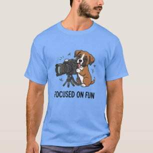 T-shirt Graphisme de photographie de chien Boxer mignon co