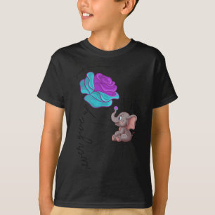 T-shirt Graphisme de ruban d'éléphant de fleur de sensibil