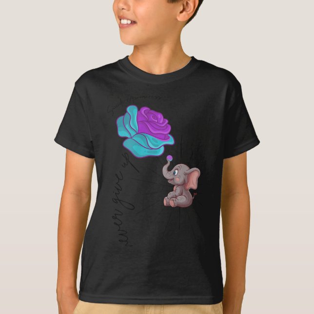 T-shirt Graphisme de ruban d'éléphant de fleur de sensibil (Devant)