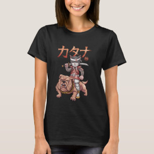 T-shirt Graphisme de samouraï chat chien art japonais Ukiy