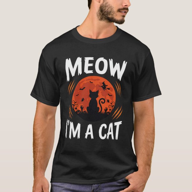 T-shirt Graphisme de silhouette de chat de lune drôle d'Ha (Devant)