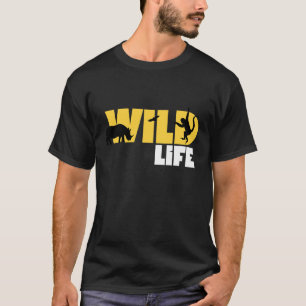 T-shirt Graphisme de silhouette de faune jaune et blanc