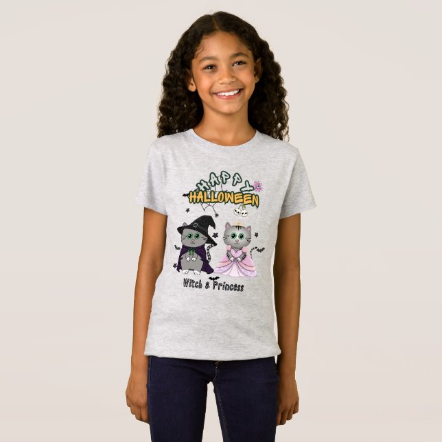 T-Shirt Graphisme de sorcière et de princesse Joyeux Hallo (Devant entier)
