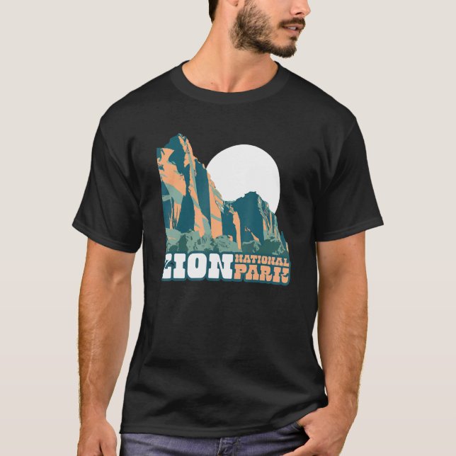 T-shirt Graphisme de style affiche WPA du parc national de (Devant)