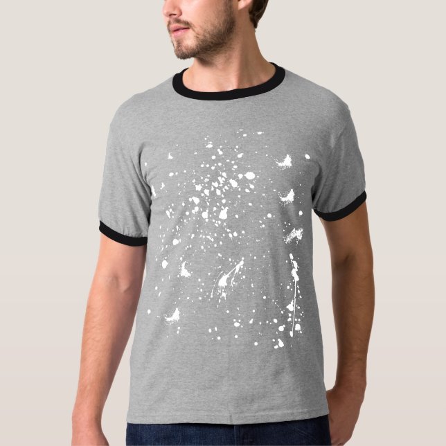 T-shirt Graphisme de tache de peinture blanche Tache d'enc (Devant)
