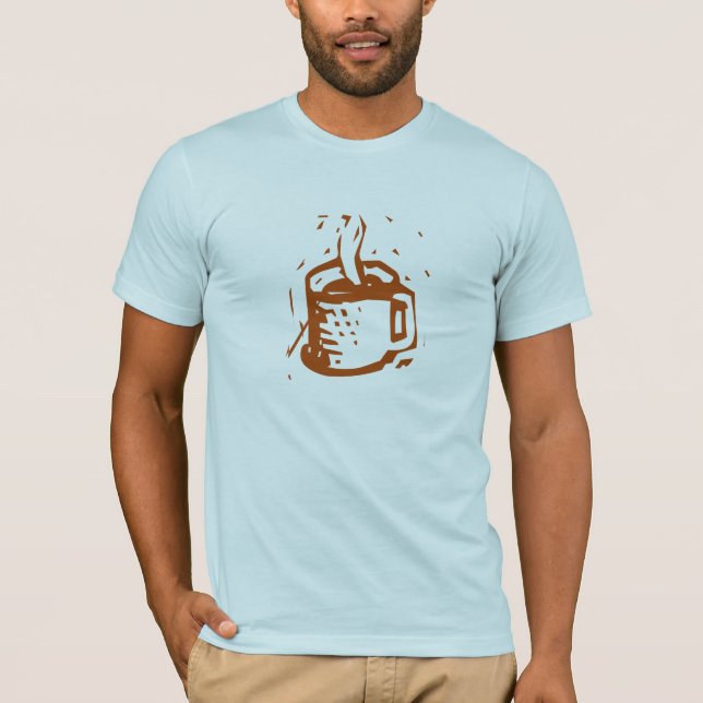 T-shirt Graphisme de Tasse à Thé en Linogravure Artisanale (Devant)