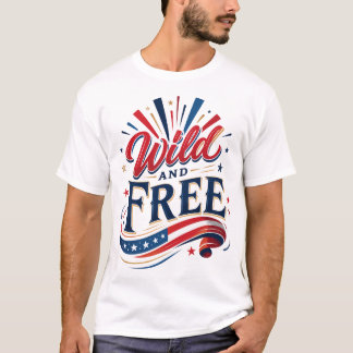T-shirt Graphisme de typographie patriotique sauvage et li