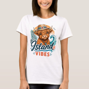 T-shirt Graphisme de vache tropicale des Highlands aux vib