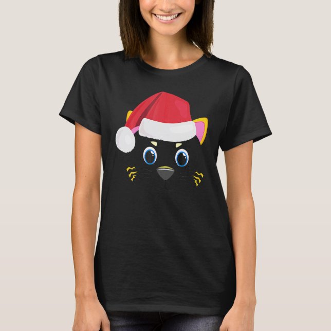 T-shirt Graphisme de visage de chat mignon Costume de visa (Devant)