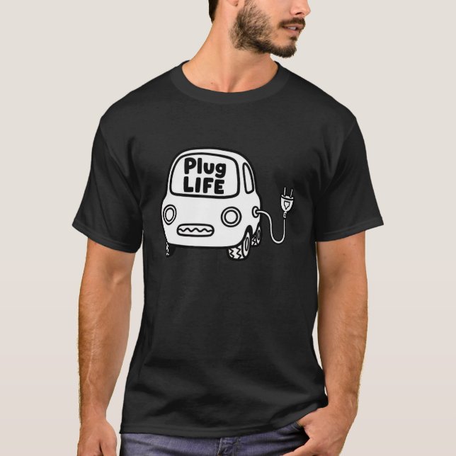 T-shirt Graphisme de voiture électrique blanche mignonne P (Devant)