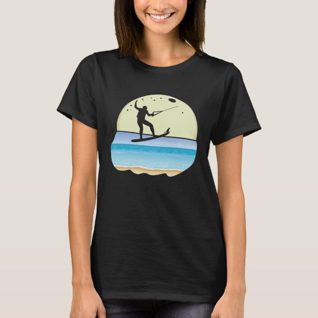 T-shirt Graphisme de wakeboard avec un chien cool pour wak (Devant)