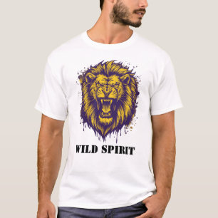 T-shirt Graphisme d'esprit sauvage de lion rugissant féroc