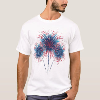 T-shirt Graphisme d'explosion de feux d'artifice rouge et