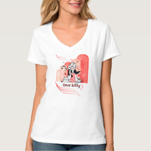 T-shirt Graphisme doodle fantaisiste "Love Kitty" 