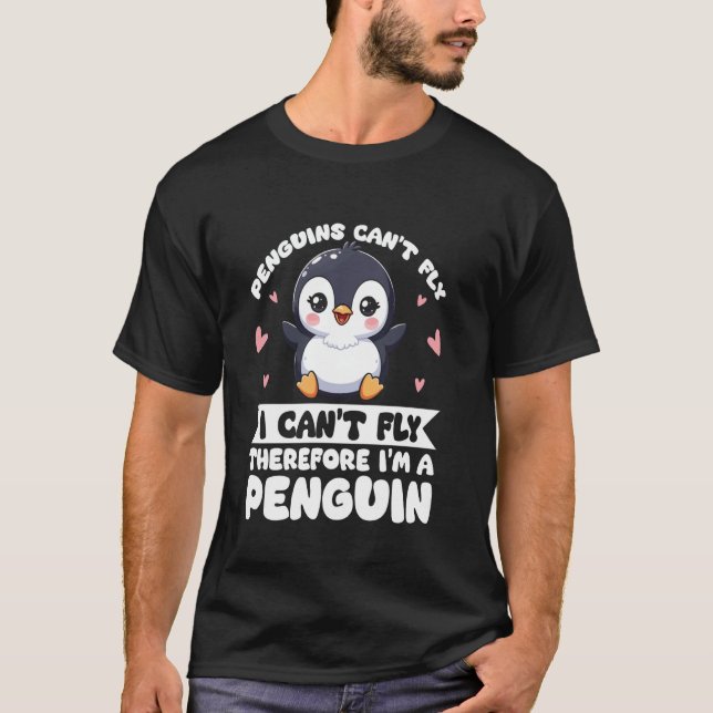 T-shirt Graphisme drôle et mignon de pingouin et de mancho (Devant)