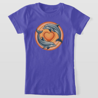 T-Shirt Graphisme du cercle du cœur des dauphins du couche
