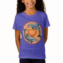 Graphisme du cercle du cœur des dauphins du couche