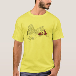 T-shirt Graphisme du Colisée de Rome Couple Vespa