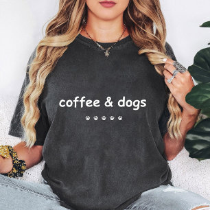 T-shirt Graphisme Empreinte de Patte de Chien & Café