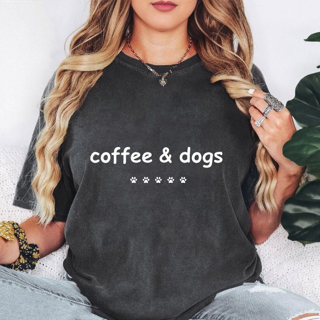 T-shirt Graphisme Empreinte de Patte de Chien & Café (Créateur téléchargé)
