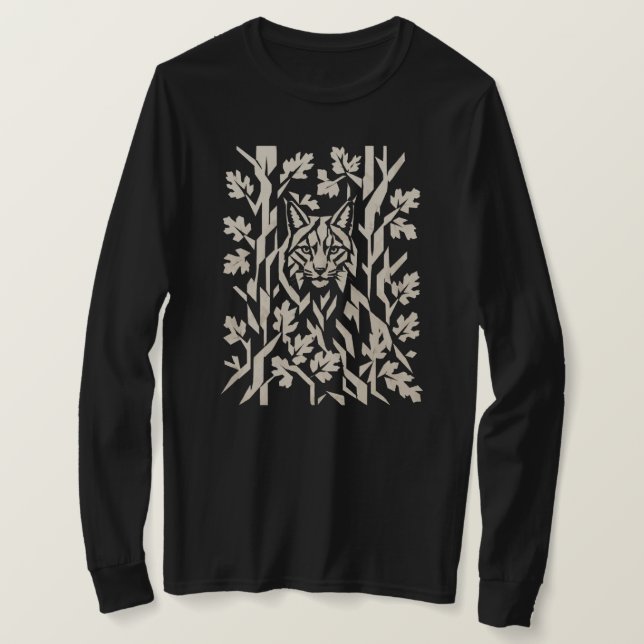 T-shirt Graphisme faunique de la forêt de Lynx roux (Design devant)
