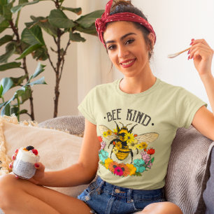 T-shirt Graphisme Fleurs Sauvages Bee Kind
