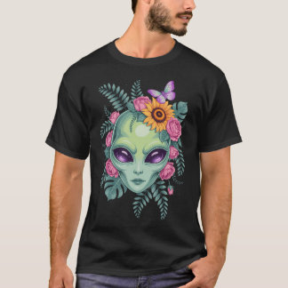 T-shirt Graphisme floral alien mystique avec butte de tour