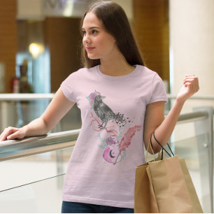 T-shirt Graphisme floral amour corbeau gothique