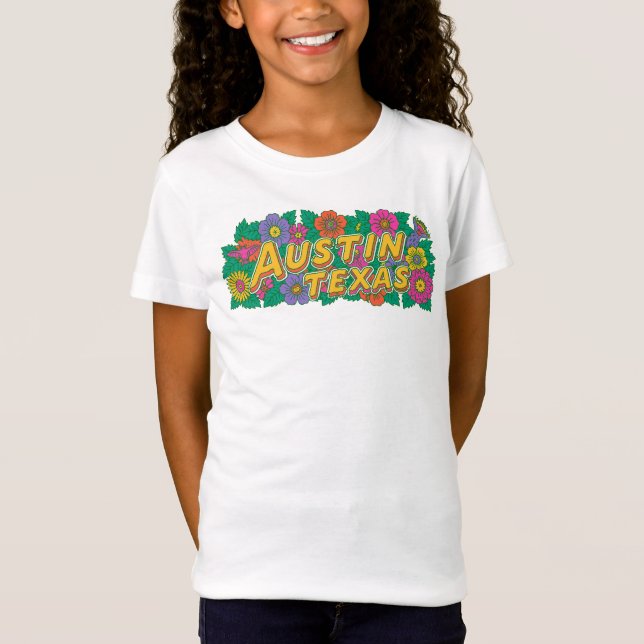 T-Shirt Graphisme Floral Austin Texas (Devant)