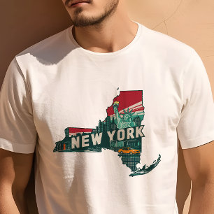 T-shirt Graphisme Iconique de Voyage Rétro New York