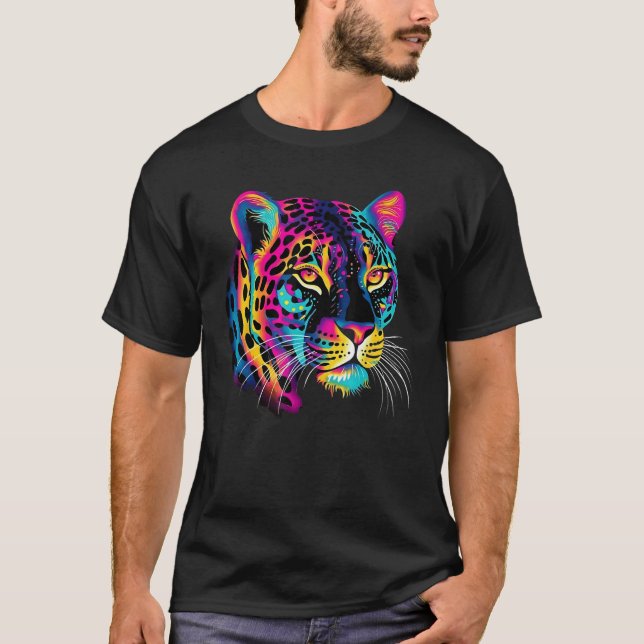 T-shirt Graphisme Imprimé Amateur de Gros Chat Jaguar Colo (Devant)